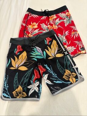 Hurley & O’Neill  board shorts Tropical floral prints size 28 lot of 2